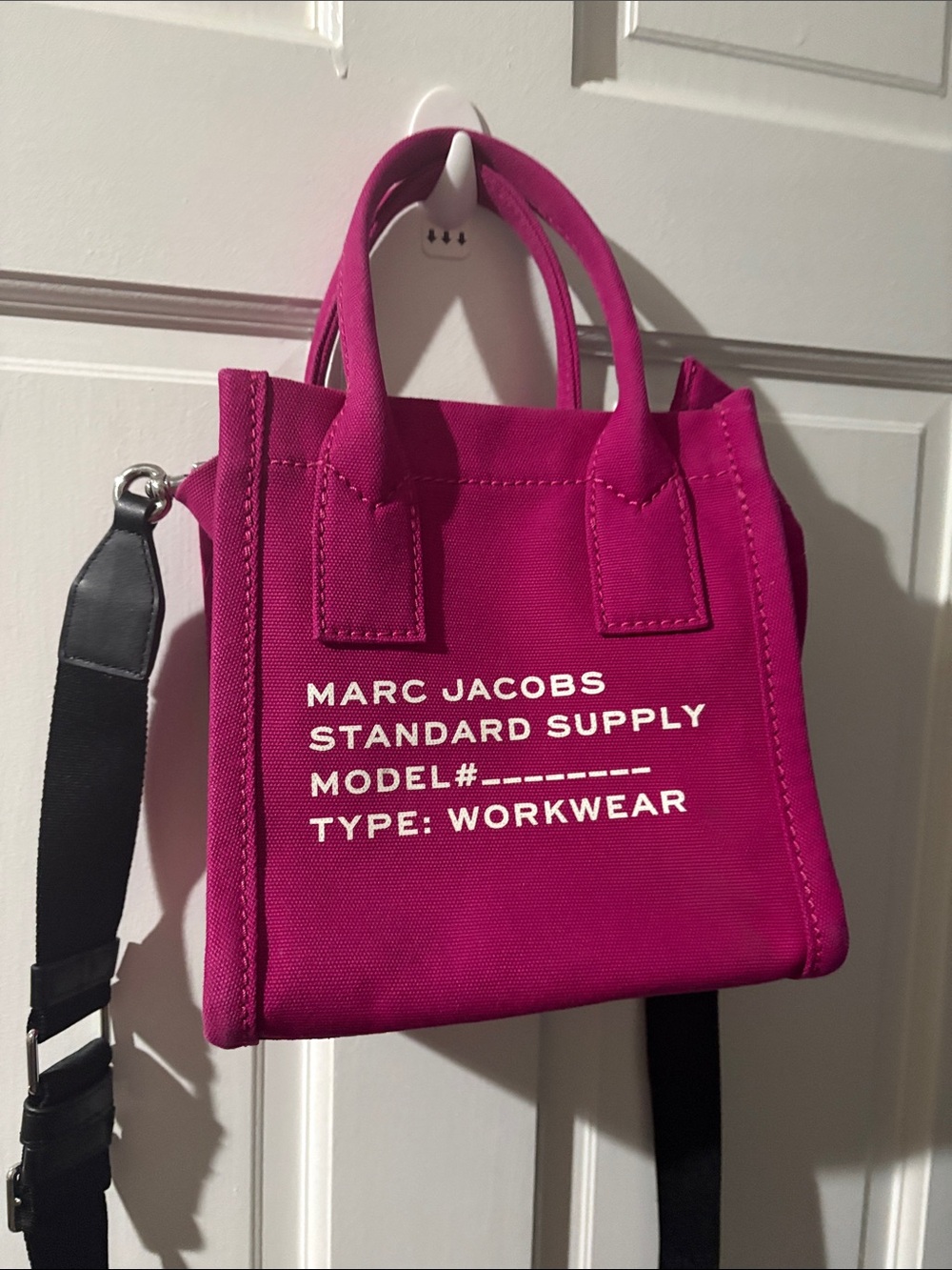 Marc Jacobs Hot Pink Canvas Mini Tote with Black Strap